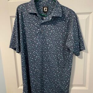 Mens Footjoy Blue Green Splattered Golf Polo Shirt Small